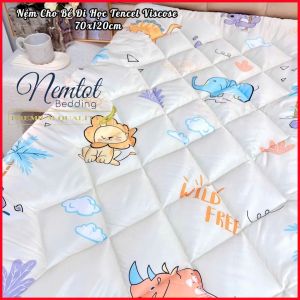 🌳HÀNG ĐẸP🌳 Nệm Cho Bé Đi Học Vải Lyocell Viscose Thoáng Mát Chần Bông Lông Vũ Cao Cấp Tặng Túi Đựng _ Nemtot Bedding