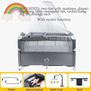 Co-Sleeping Bassinet Baby Crib Compelete Set Modern Design Baby Bed beside the Bed Comfortable Adjustable Bed for Bedroom
