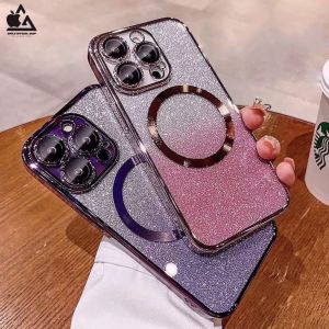(Free Ring Kamera) Luxury Softcase MagSafe Shining Chrome Gliter Gradasi For samsung s22 ultra s23 ultra s24 ultra s24 plus 5g Soft Case Krom Glitter Gradation Pelindung Kamera Camera Protector Silicone Anti Gores Kaca