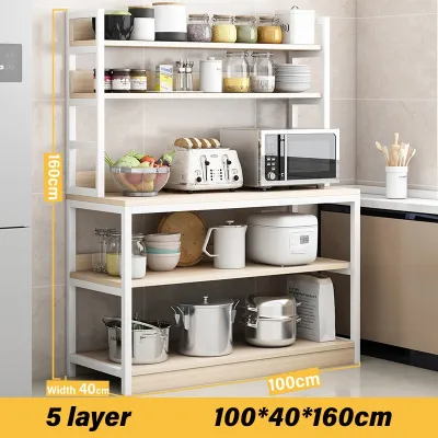 Kitchen Shelves | Multifunctional Floor-standing Condiment and Dish Cabinet | Multi-layer Floor-standing Cutting Table | Rak dapur serbaguna | 置物