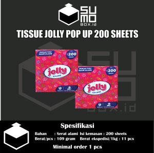 Tissue JOLLY POP UP Facial 200 sheets 2 ply / Tisu Promo