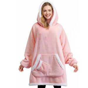 Autumn Winter Fleece-Lined Thickened Hooded Lazy Pajamas Warm Homewear Sweatshirt Casual TV Blanket Wearable Outside