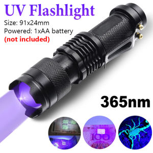 395/365nm UV Flashlight LED Ultraviolet Torch Zoomable Mini Ultra Violet Lights Inspection Lamp Pet Urine Stain Detector Tools