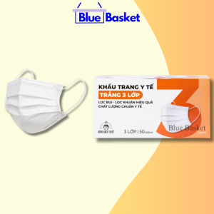 Combo 3 Hộp Khẩu Trang 3 Lớp Màu Trắng Bông Bạch Tuyết (50 cái/hộp) Không Thấm Nước Thoải Mái Khi Đeo