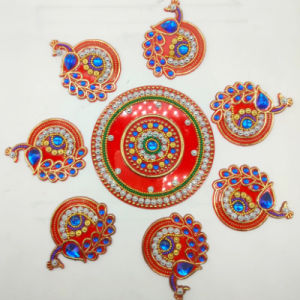 Traditional Reusable Handcrafted Rangoli Beautiful Festive Home Decor Acrylic Rangoli | Diwali Decoration with Studded Stones (Pack of 1 pc)