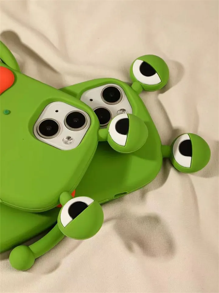 Creative 3D Green Big Eyed Frog Phone Case for IPhone 11 12 13 14