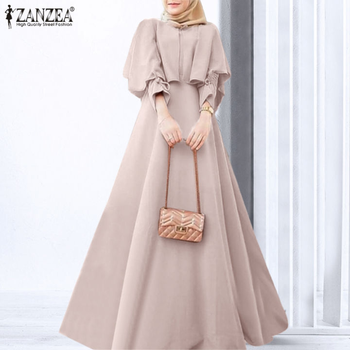 HijabFab ZANZEA Muslimah Women Muslim Baju Raya Abaya Dubai Long Sleeve Prom  Gown Night Long Maxi Dress | Lazada