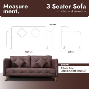 Sofa 3 Seater (With Installation) Fabric Sofa Set / Sofa Set / Velvet Fabric | Grey Fabric Sofa Free Two Small Pillows / Ready Stock
