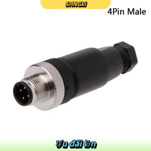 SHNGki 1 cái đầu nối cảm biến M12 đầu cắm Góc thẳng Phải 3 4 5 chân đực cái