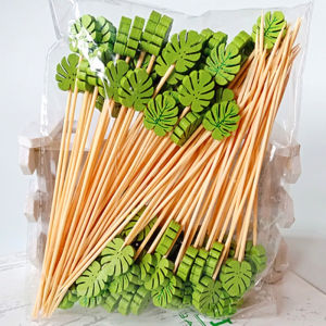 100Pcs Disposable Bamboo Pick Stick Burger Fixed Stick Cocktail Skewer Cute Fruit Stick Fork