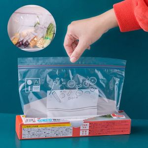 Food Fresh Keeping Bag Japan Thicken Transparent Reusable Food Storage Bags Sealed Food Packing Bag with Double Zipper Refrigerator Organizer Fresh-keeping Sealing Bag Leakproof Waterproof Anti-Cross Smell Storage Pouch 3 Size Kitchen Food Storage