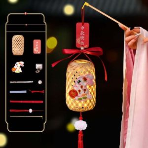 HUYAN Thỏ Đèn lồng lễ hội mùa thu giữa Thủ công Sáng Bộ vật liệu làm đèn lồng DIY cho trẻ em Tiếng Trung PP. Đèn lồng thỏ Phụ nữ