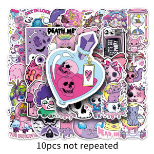 50PCS Pastel Gothic Sticker Punk Style Personality Fashion Graffiti Waterproof Cartoon Pink Sticker Decorative Luggage Laptop Skateboard Helmet