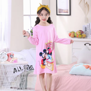 Girls Sleep wear Dresses Long Sleeve Kids Pajamas casual wear Princess Soft Comfortable Sleep dress Kids Girls Sleepwear