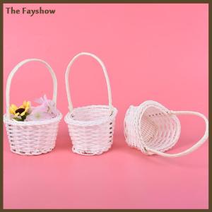 [The Fayshow] 1Pcs Hand-woven Mini Plastic Weaving Storage Fabric Basket Rattan Tea Picnic Bag