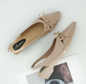 Womens Pointed Toe Slingback Flats Bow Decor Casual Comfortable Dress Shoes
