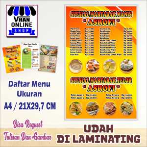 Cetak Daftar Menu Dilaminating Jualan Martabak Manis
