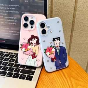 Phone Case For IPhone 11 15 16 14 12 13 17 Air PRO MAX XR XS 7 8 6 6S 11 12 13 14 15 16 17 Plus Casing IPhone 11PRO 12PRO 13PRO 11PROMAX 13PROMAX 15PROMX Crayon Shinchan 2 in1 Jelly Can Place Cards TPU Soft Case Cover GDK022A