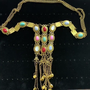 Handmade Ethnic Styles Turquoise Necklace Unique Tassels Sweater Necklace Casual Party Accessory