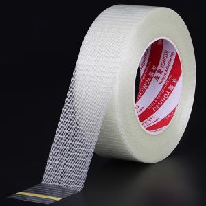 High Viscosity Transparent Grid Fiber Tape High Sticky Reinforced Self Adhesive Fiber Tape for Carton Strapping Packing Tape