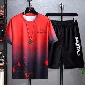 Summer Men Fashion Tracksuit Short Sleeve Two Piece Sets Mens Casual TshirtShorts Sets Harajuku Style Streetwear Sweatsuit