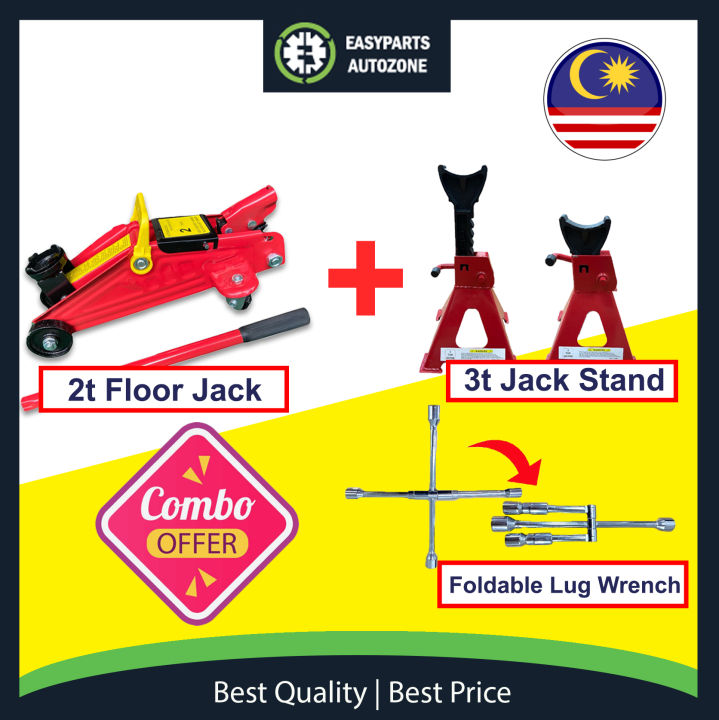 Autozone 2 Ton Hydraulic Floor Jack Jack Stand Foldable Wrench Lug