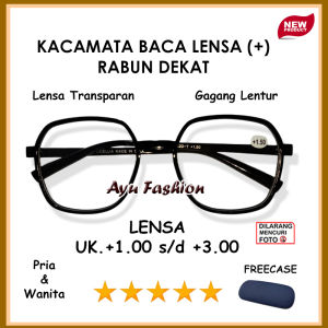 Kacamata Terbaru - Kacamata Model Hexagonal Lensa Rabun Dekat - Kacamata Lensa Plus - Ready +1.00 s/d +3.00 - FREE CASE -UNTUK PRIA DAN WANITA