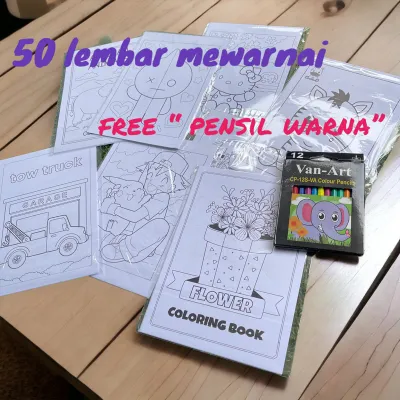 50 lembar mewarnai free pensil warna