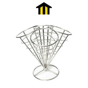 MONZA ชั้นสแตนเลส วางเฟรนช์ฟราย ตะกร้าใส่ของทอด อุปกรณ์บนโต๊ะอาหาร เหล็กดัดสแตนเลสร้านอาหาร No.Y1591