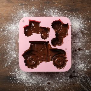 GAOSU 3-Cavity Tractor-Shaped Silicone Cookies Mold Easy De-molding Heat/Cold Resistant Chocolate Molds Cake Decoration Accessories Farm Theme Fondant Cake Mold Handmade Soap