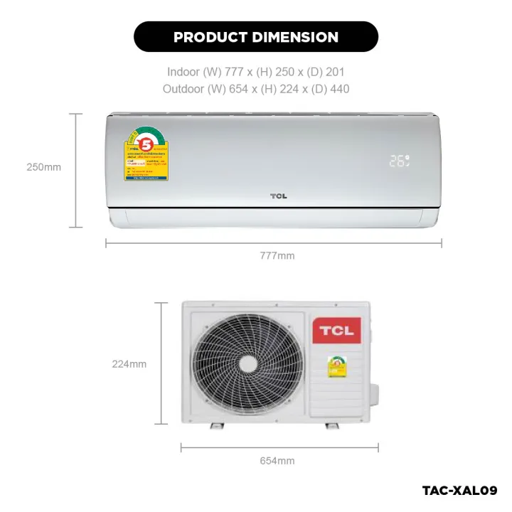 TCL TAC-XAL09CH แอร์ ขนาด 9,490 BTU ระบบ Inverter เครื่องปรับอากาศติดผนังรุ่น TAC-XAL09CH แอร์ เครื่องปรับอากาศ https://lnwchill.com