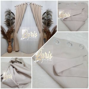 hordeng jendela blackout pollos tebal serat doff embos model smokering 12 ring pintu panjang mewah