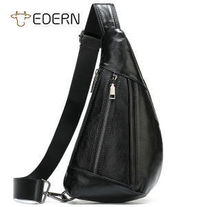 Edern Túi đeo ngực da thật cho nam giới yên Hình dạng túi đeo chéo retro da bò giản dị Túi đeo thể thao ngoài trời Túi đeo ngực túi bên