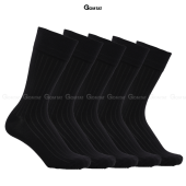 Hộp 5 đôi tất vớ nam công sở cổ cao đi giày tây GOMTAT họa tiết gân chìm màu đen cotton cao cấp - TAYGANCHIM-DEN-CB5