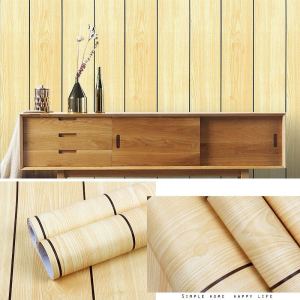BHW Wallpaper Wood Grain PVC Waterproof Self-Adhesive Wall Paper Stain Resistant Easy-Remove Heat Resistant Wall Sticker Suitable for living room room and other wall decoration Decorative Stickers