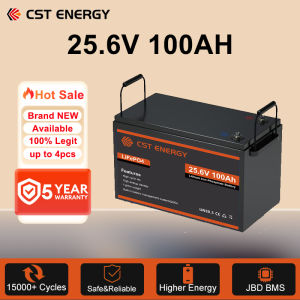 CST ENERGY LiFePO4 Battery 24V100AH BMS 2560Wh Lithium Battery 12V100AH Mini Size 15000+ Cycles for Solar Power Systems
