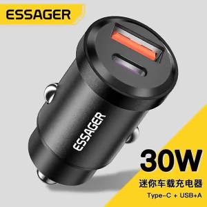 Essager 30W 5A QC PD 3.0 SCP USB Car Charger Quick Charge4.0 USB Type C Car Fast Charging For  12 13  Samsung