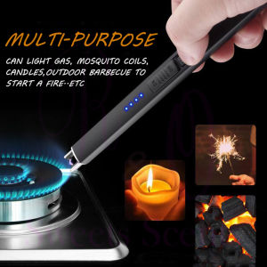 Scented Candle Lighter USB Rechargeable Windproof Atomic Plasma Spark Lighter BBQ Cooking Lilin Wangi Ligther