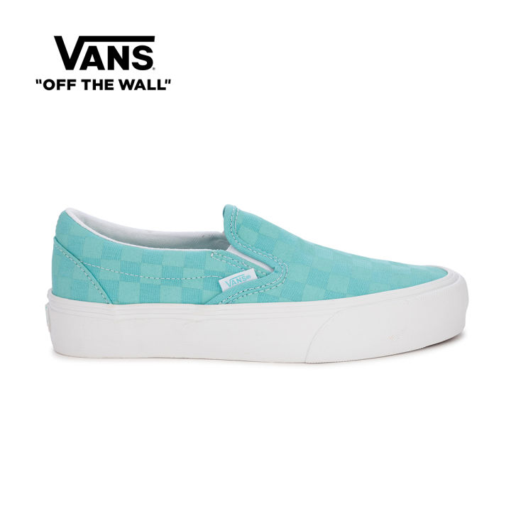 Aqua black checkered store vans