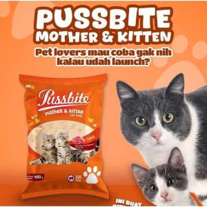 Paket (12pcs) Pussbite Mother & Kitten Dry 400gr Cat Food - Makanan Kering Anak Kucing
