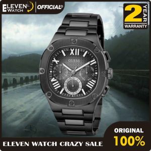[Promo] Jam Tangan Pria Guess GW0572G3 Headline Black Multi-function Stainless Steel Strap Original Garansi 2 Tahun [✔COD][100% Authentic] [COD]