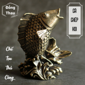 Tượng Đồng Thau Hình Cá Chép Nhảy Rồng - Kích Thước: 3.9 x 5.6cm
