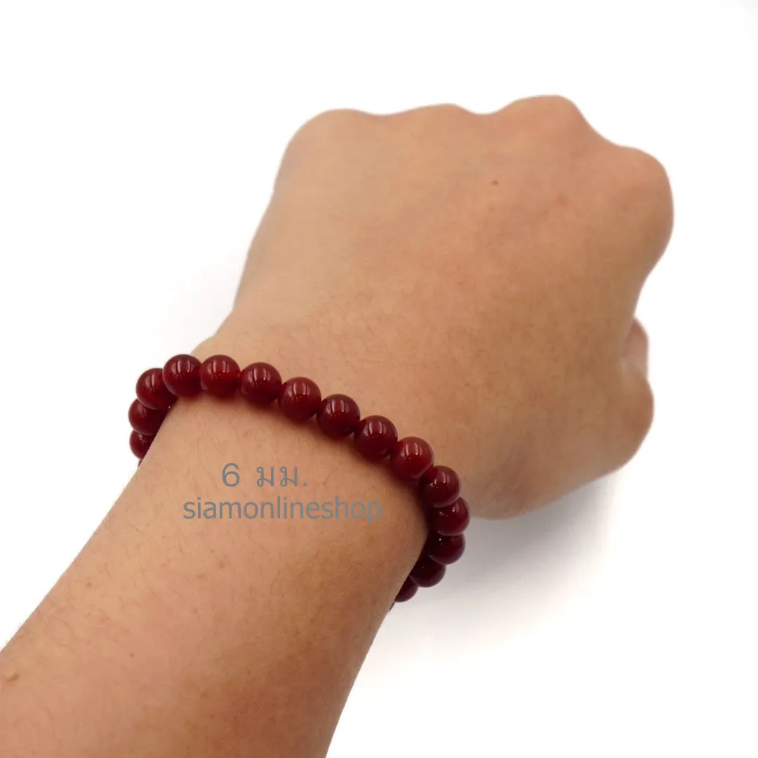 CARNELIAN หินคาร์เนเลียน เลือกขนาดเม็ดหินได้ (4, 6 มม.) หินแห่งความอวยพร สร้อยข้อมือหินแท้