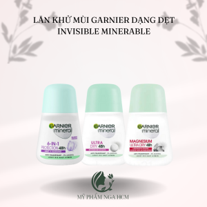 Lăn khử mùi garnier dạng dẹt Invisible Minerable