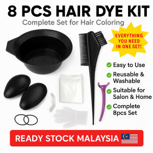 HOME BEST 8pc Hair Dye Dyeing Brush Comb and Bowl Set Coloring Tinting Tint DIY Kit Tools Salon Hairdressing Pewarna Rambut Set Pewarna Rambut Sikat Set Mangkuk 染发 FZ1-0045