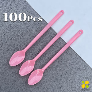 CLM ช้อนพลาสติก 100ชิ้น  ช้อนตักของหวาน ไอสครีมแบบใช้แล้วทิ้ง Plastic spoon