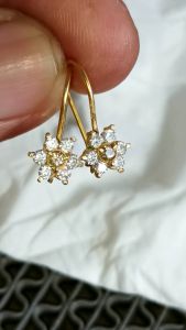 Anting Emas Berlian asli dan moissanite cantik dan elegan model gantung for lady (code SN8034)
