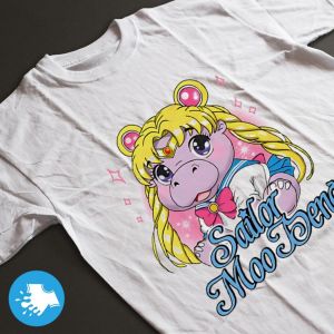 เสื้อยืดยอดนิยม Sailor Moon Sailor Moo Deng shirt เสื้อยืดฮิปโปฝ้ายแท้ Trending T-shirts