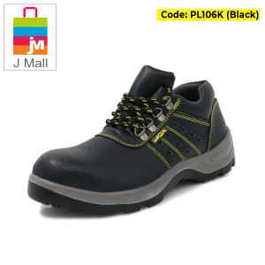 JMALL SAFETY SHOES Low Cut Leather Boots Anti-smashing Anti-Piercing Work Protective Shoes Steel Toe Cap - PL106K (Black)
