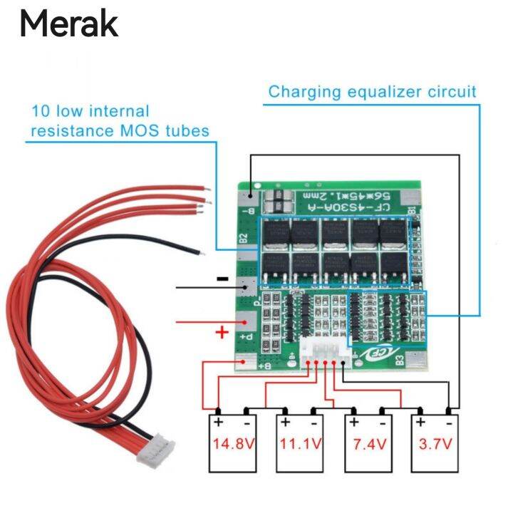 4S 30A 14.8V Li-Ion Li-Ion 18650แบตเตอรี่BMSแพ็คพีซีบีแผงป้องกันBalance ...